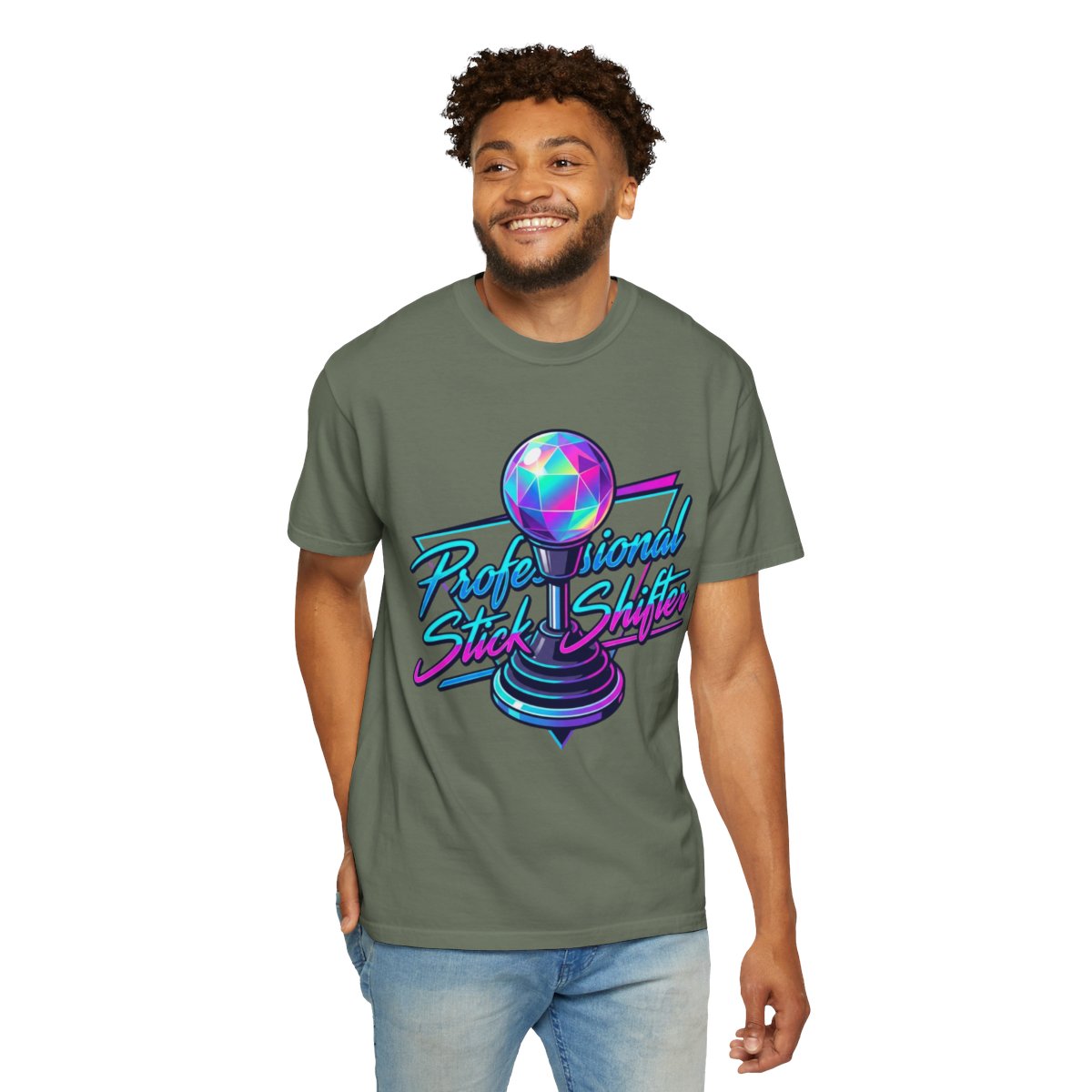 Color: Moss | Professional Stick Shifter Unisex Garment-Dyed Tee