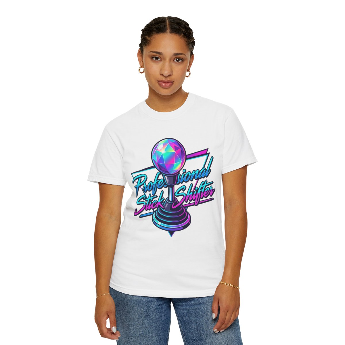 Color: White | Professional Stick Shifter Unisex Garment-Dyed Tee
