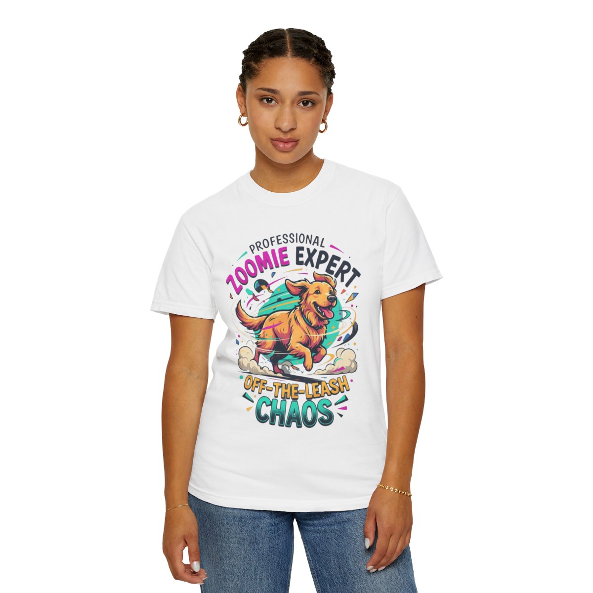 Color: White | Professional Zoomie Expert Unisex Garment-Dyed Tee