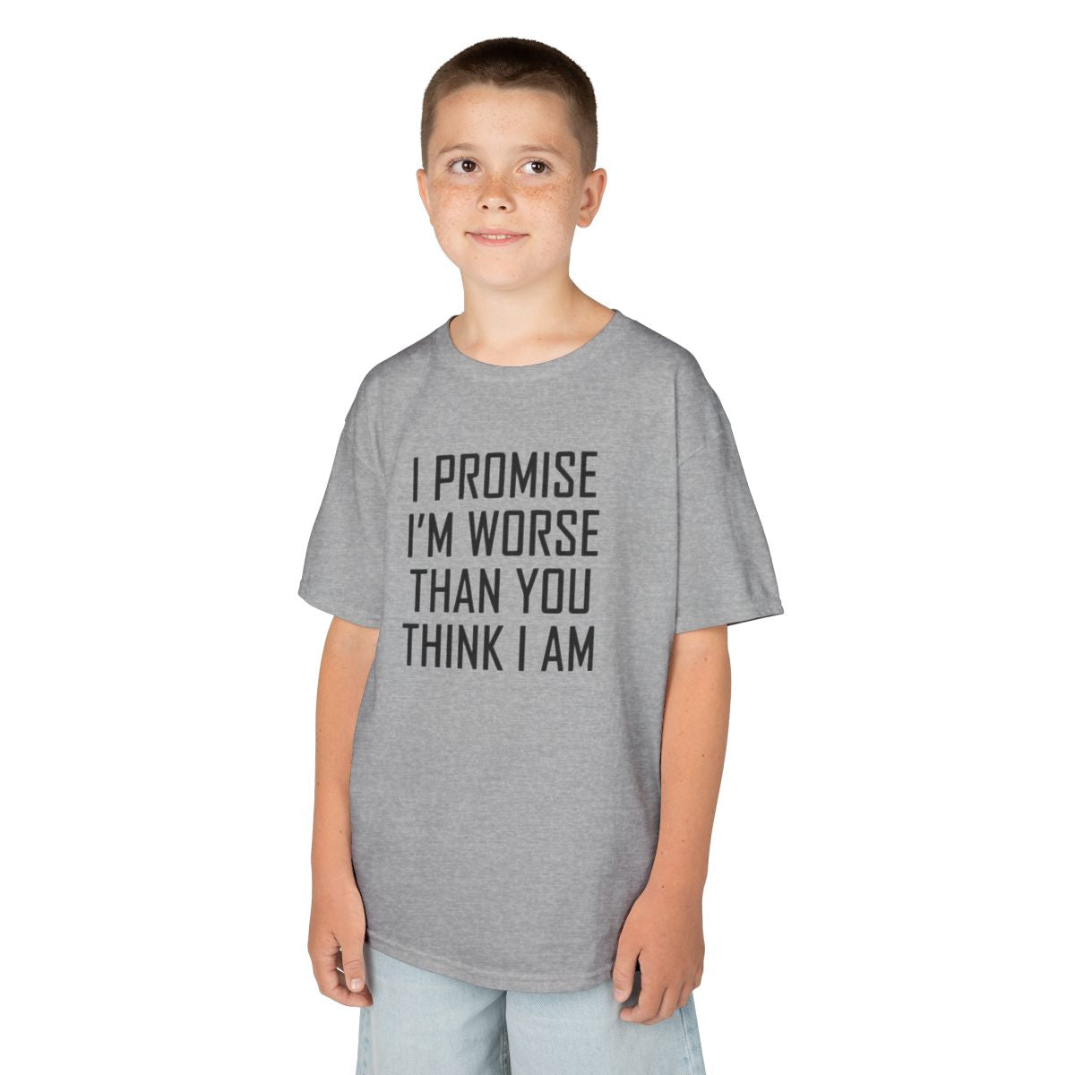 Color: Sport Grey | Promise I'm Worse Kids Tee
