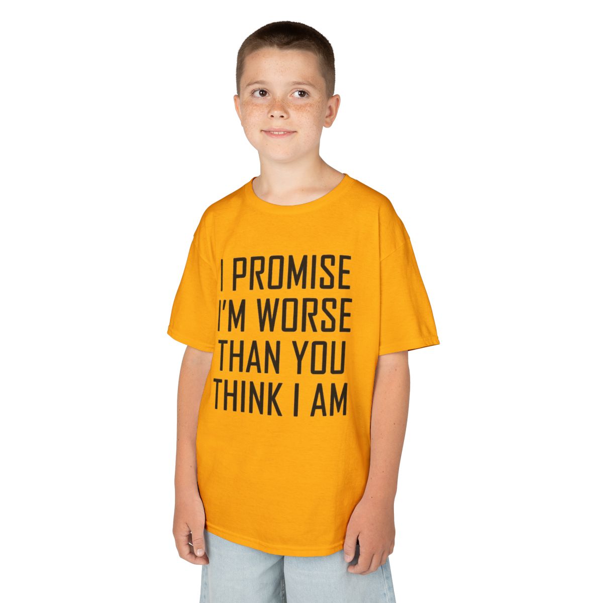 Color: Gold | Promise I'm Worse Kids Tee
