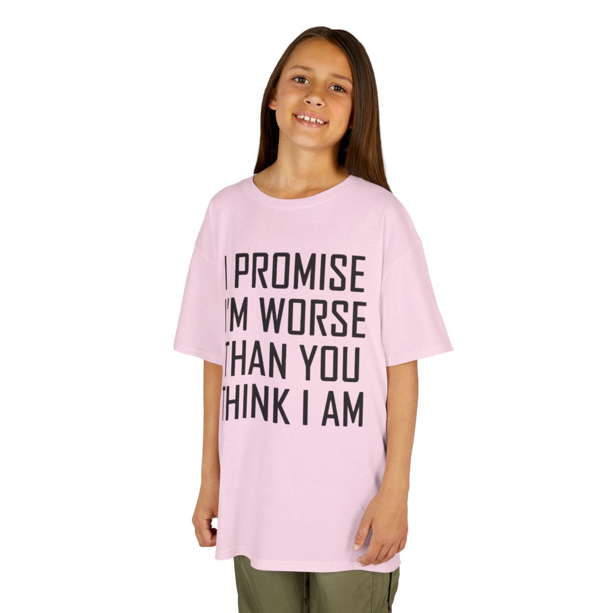 Color: Light Pink | Promise I'm Worse Kids Tee