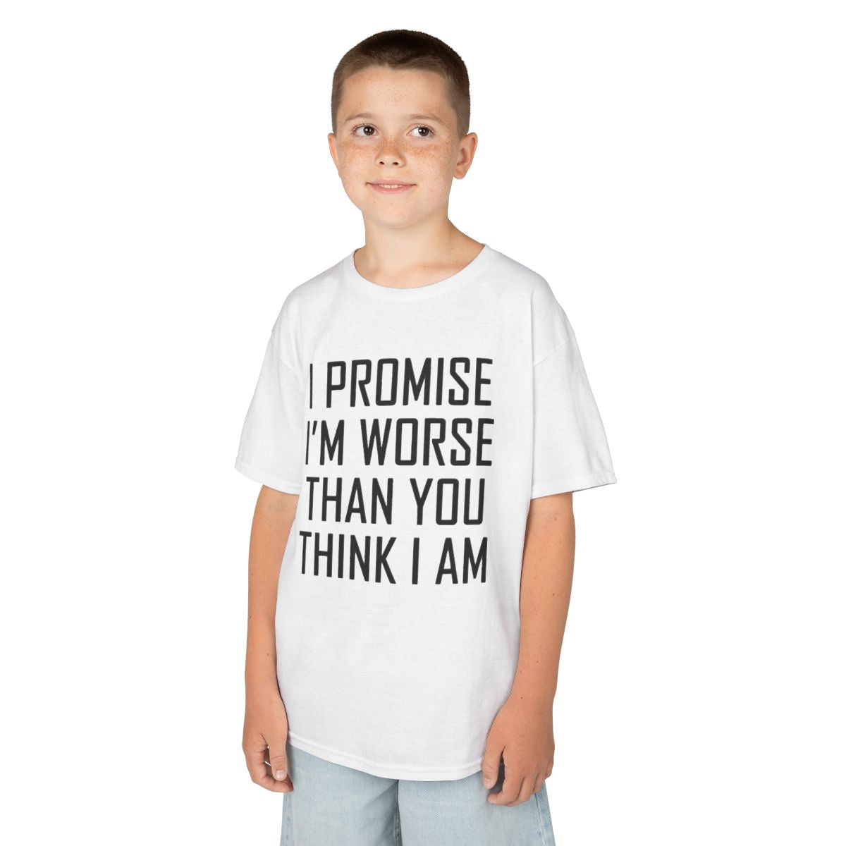Color: White | Promise I'm Worse Kids Tee