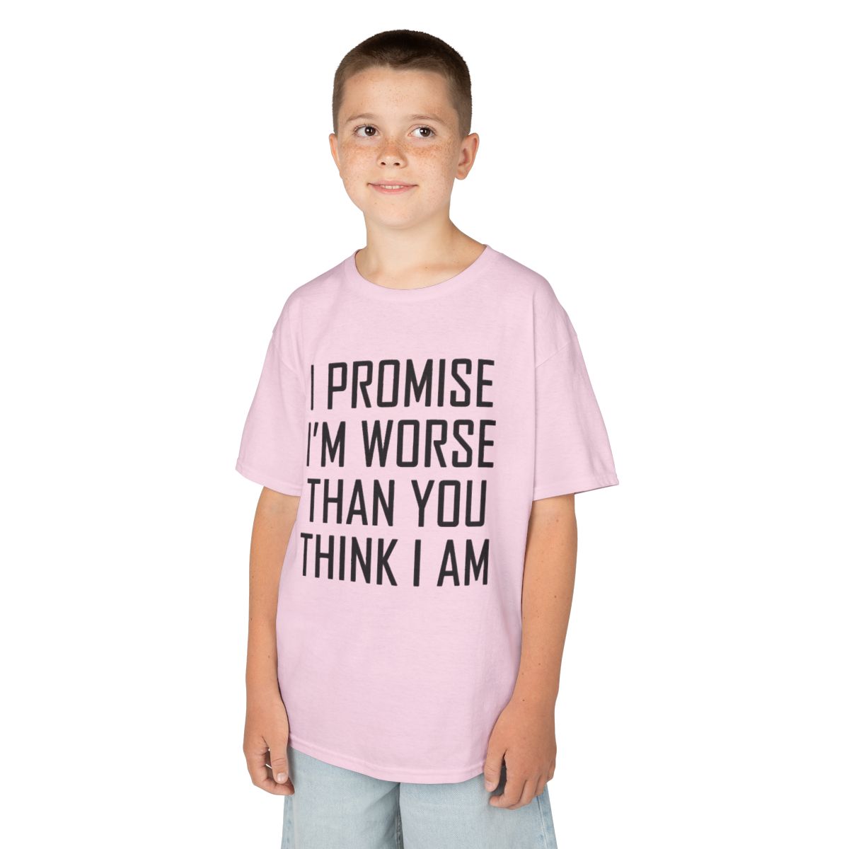 Color: Light Pink | Promise I'm Worse Kids Tee
