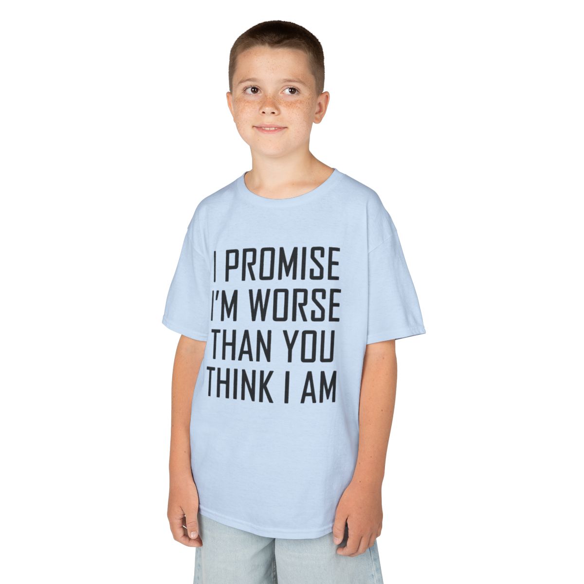 Color: Light Blue | Promise I'm Worse Kids Tee