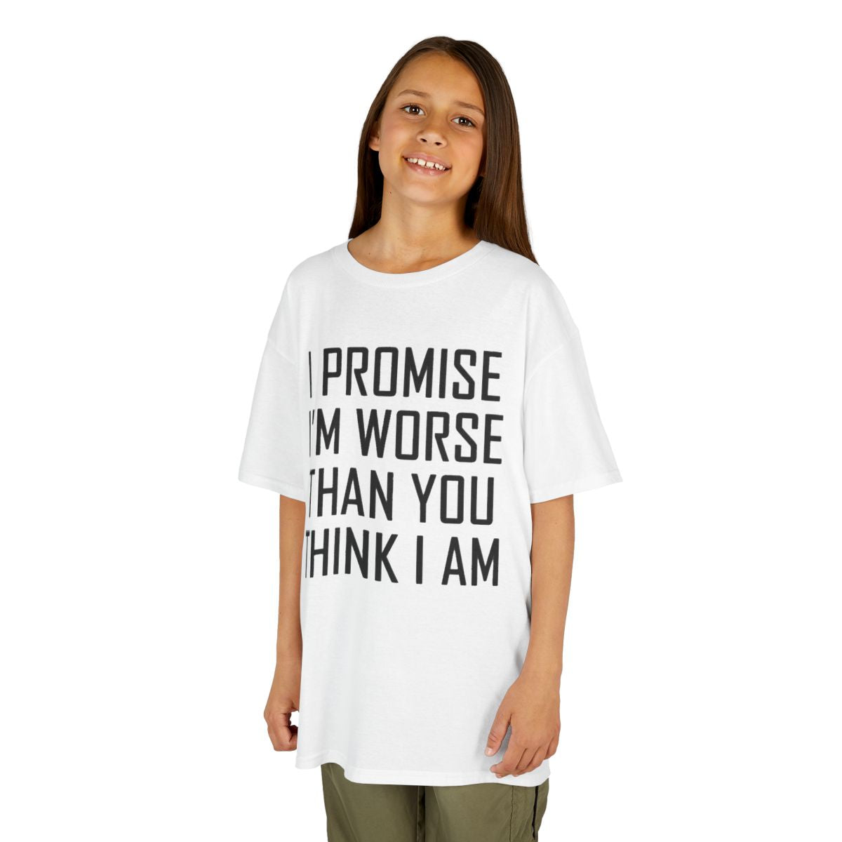 Color: White | Promise I'm Worse Kids Tee