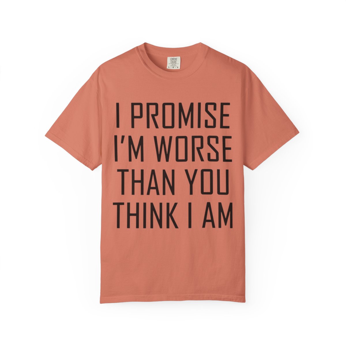 Color: Terracotta | Promise I'm Worse Unisex Garment-Dyed Tee