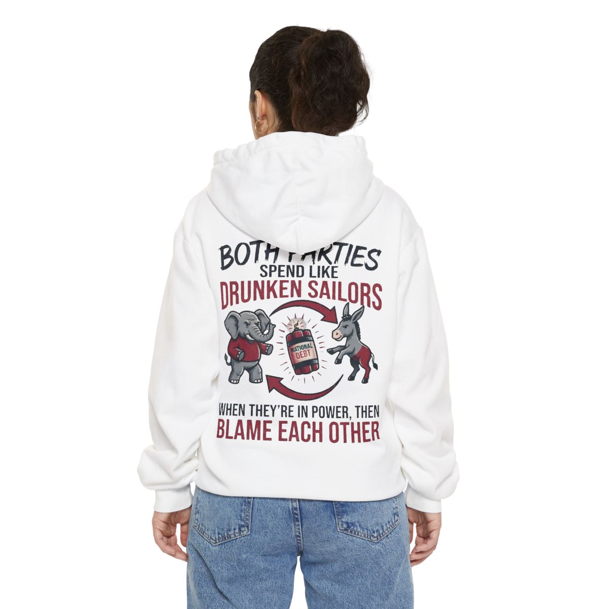 Color: White | Protest Series - Audit The Spending Garment-Dyed Hoodie