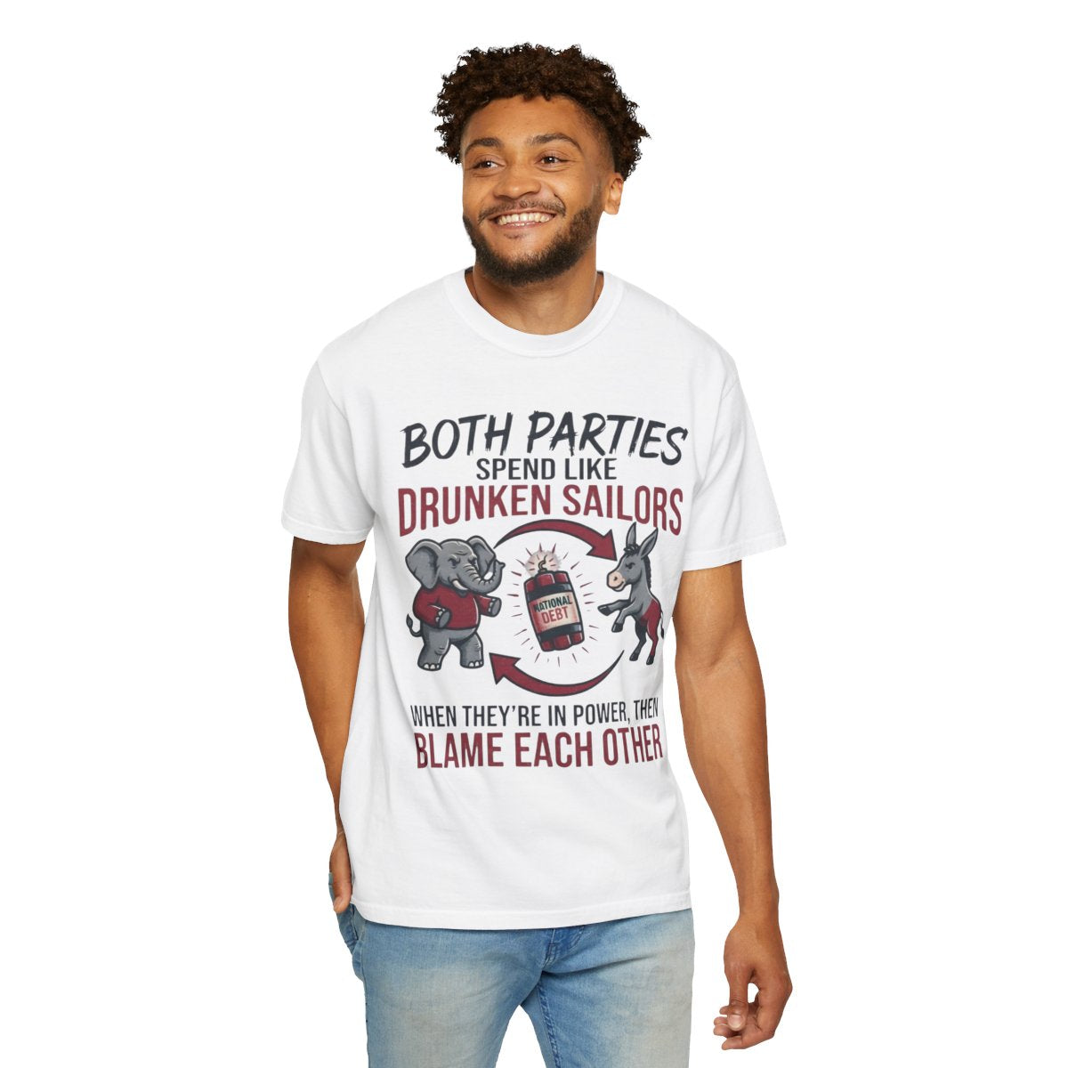 Color: White | Protest Series - Audit The Spending Unisex Garment-Dyed Tee