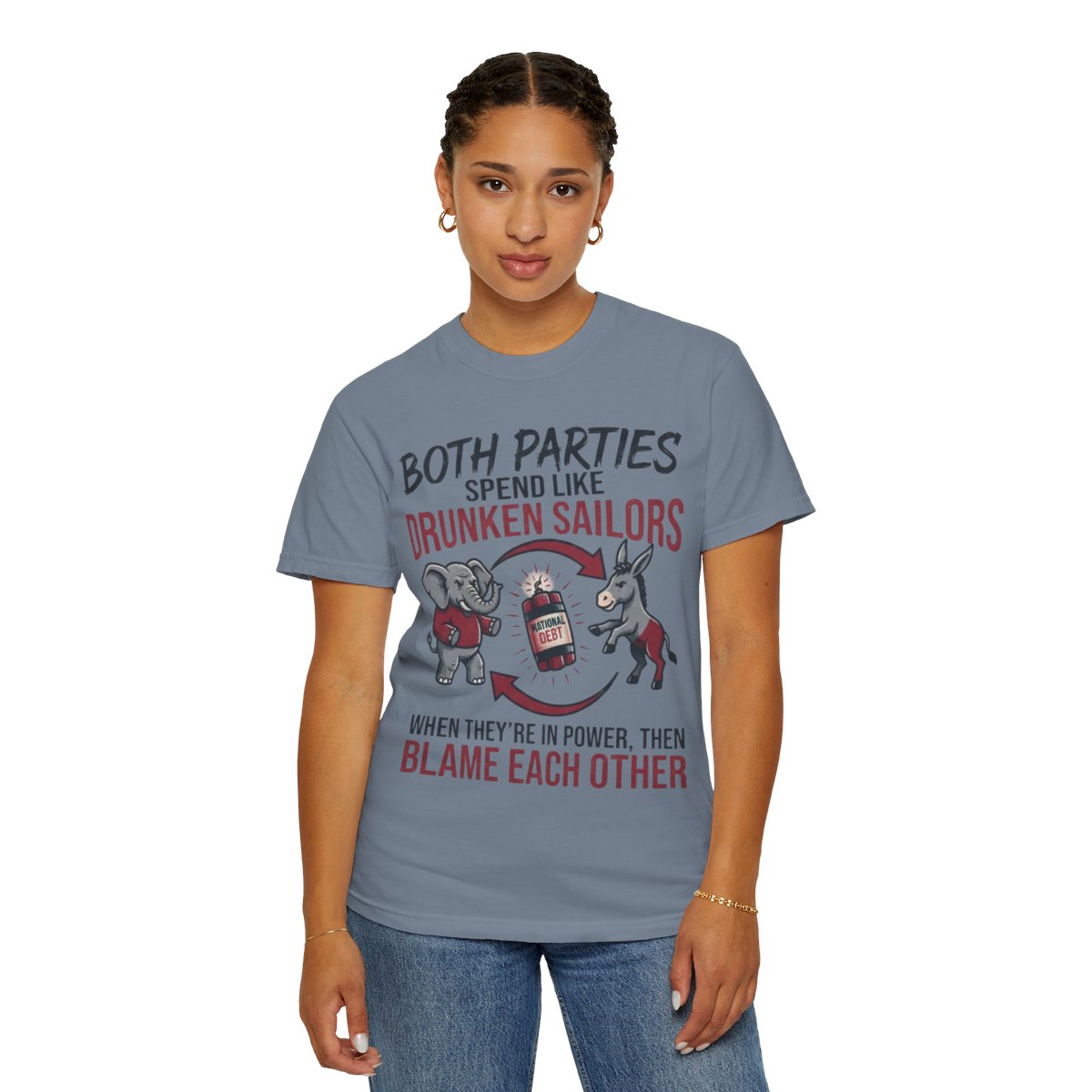 Color: Blue Jean | Protest Series - Audit The Spending Unisex Garment-Dyed Tee