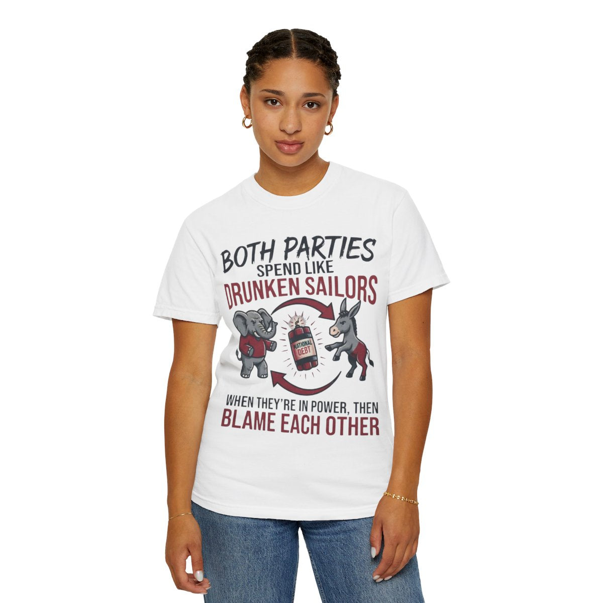 Color: White | Protest Series - Audit The Spending Unisex Garment-Dyed Tee