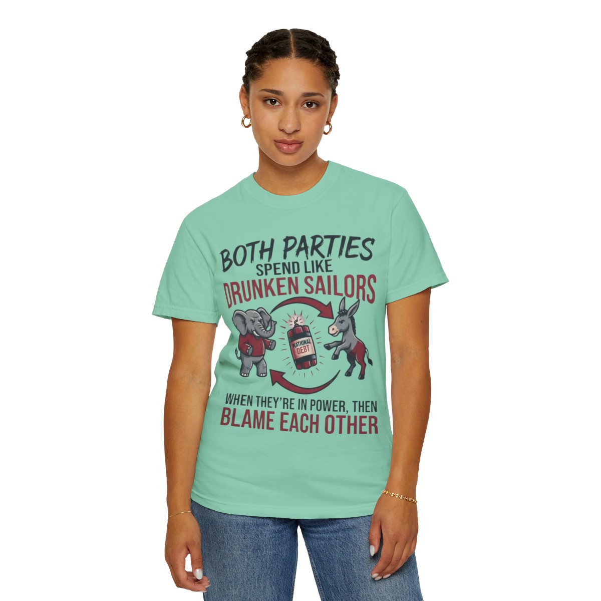 Color: Island Reef | Protest Series - Audit The Spending Unisex Garment-Dyed Tee