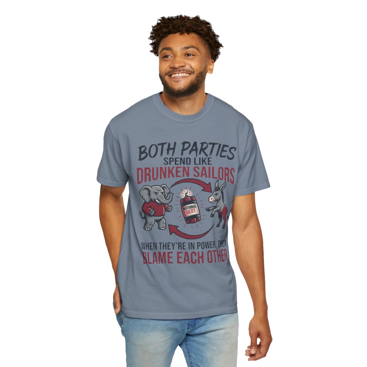 Color: Blue Jean | Protest Series - Audit The Spending Unisex Garment-Dyed Tee