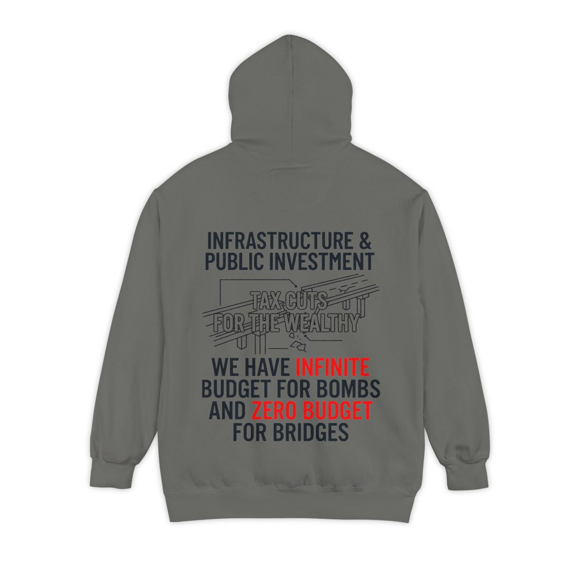 Color: Grey | Protest Series - Fix The Roads Garment-Dyed Hoodie