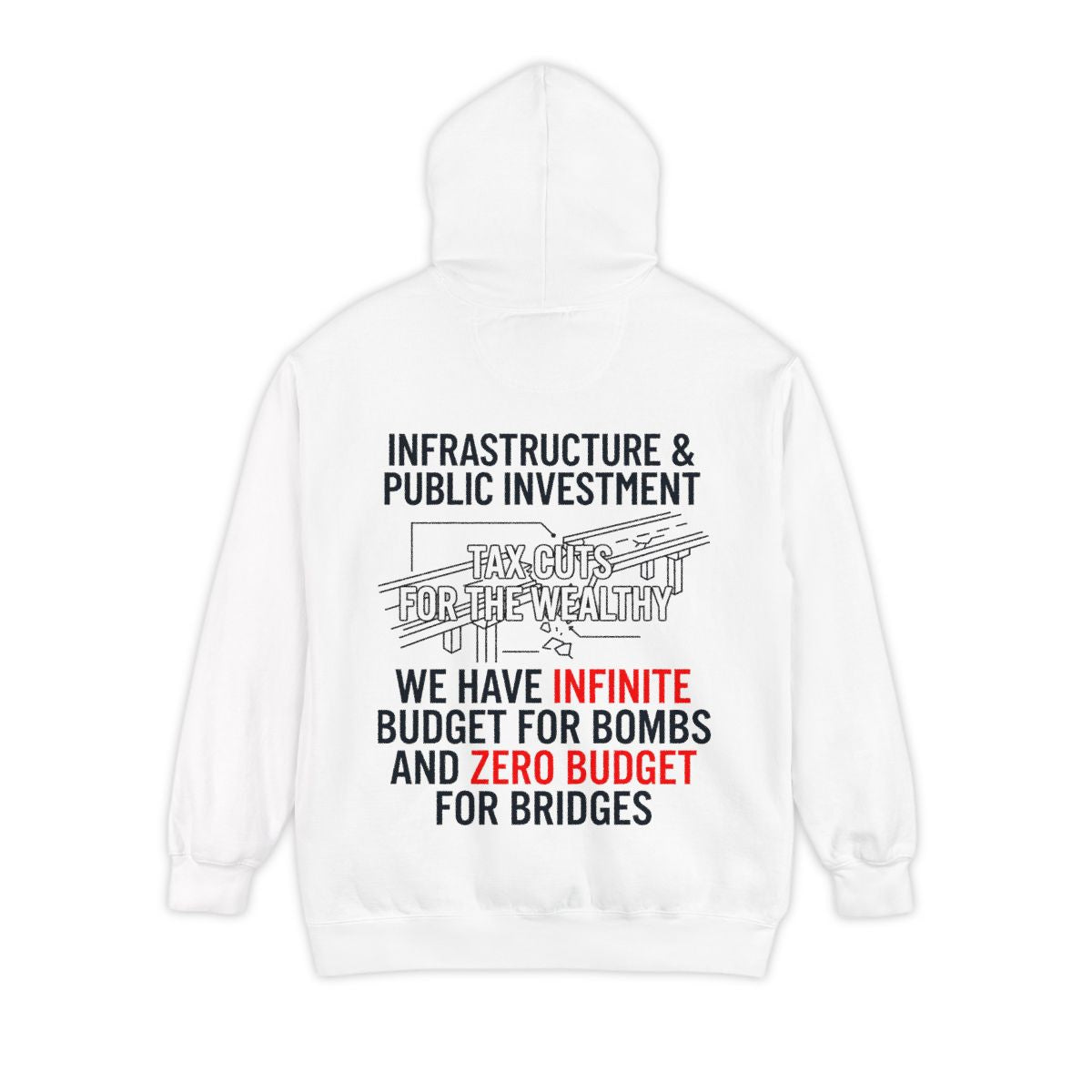 Color: White | Protest Series - Fix The Roads Garment-Dyed Hoodie