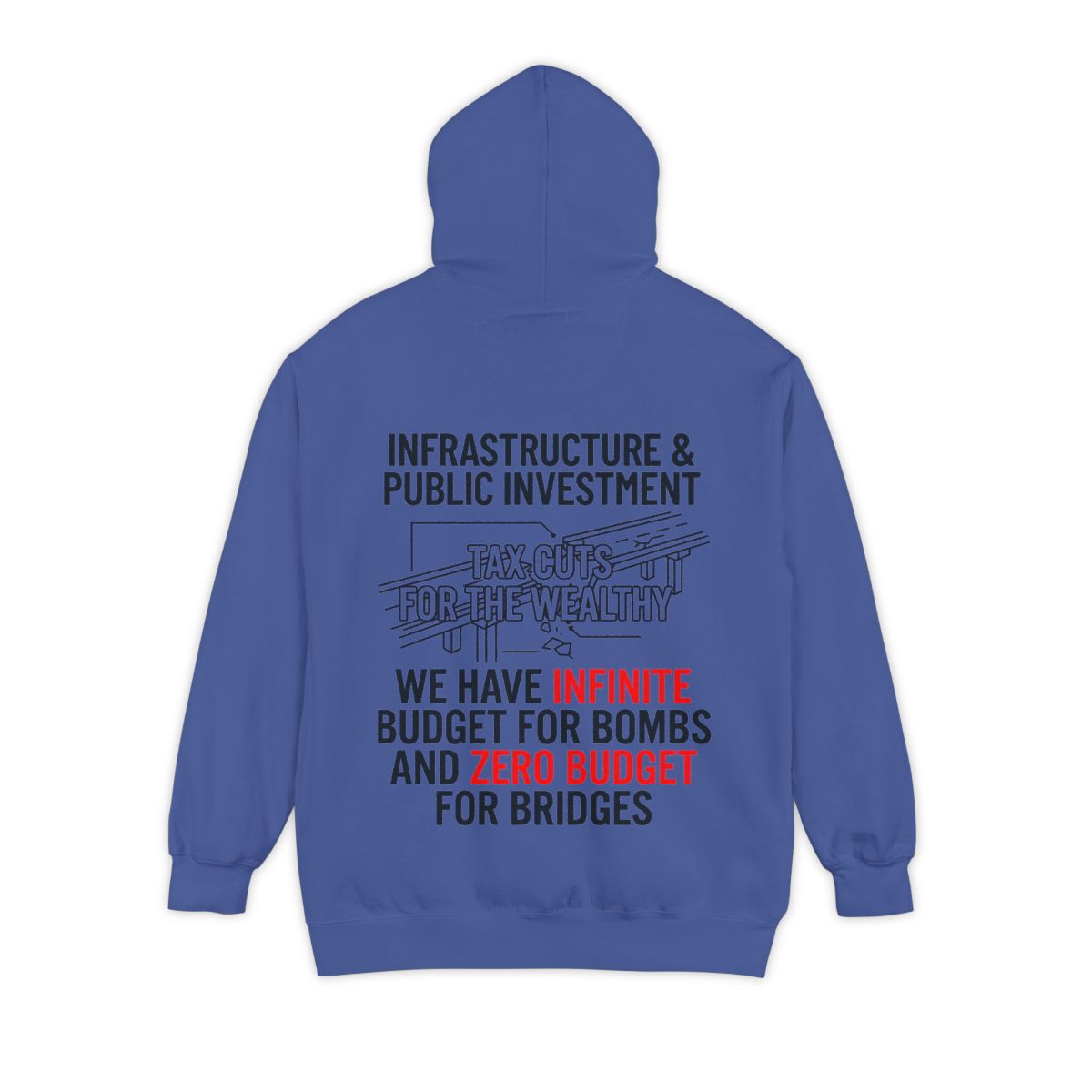 Color: Flo Blue | Protest Series - Fix The Roads Garment-Dyed Hoodie
