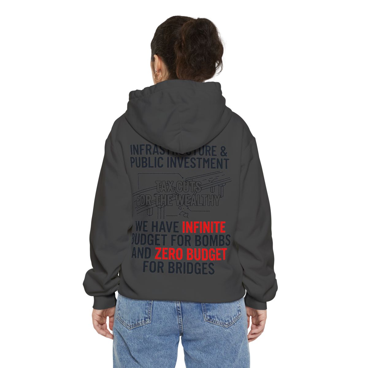 Color: Pepper | Protest Series - Fix The Roads Garment-Dyed Hoodie