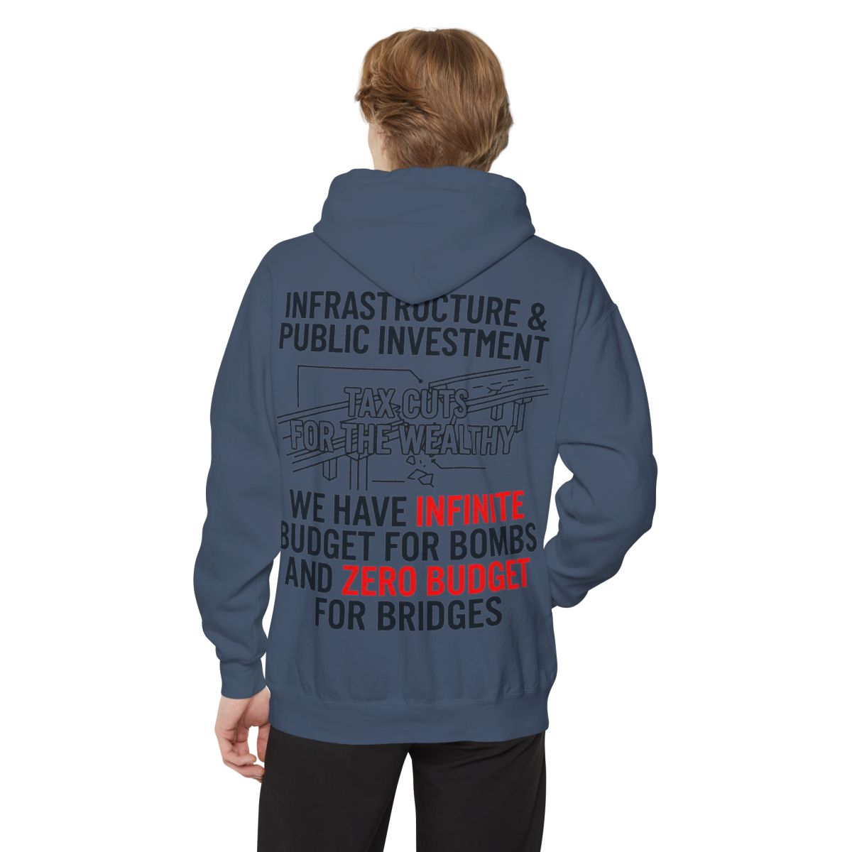 Color: Denim | Protest Series - Fix The Roads Garment-Dyed Hoodie