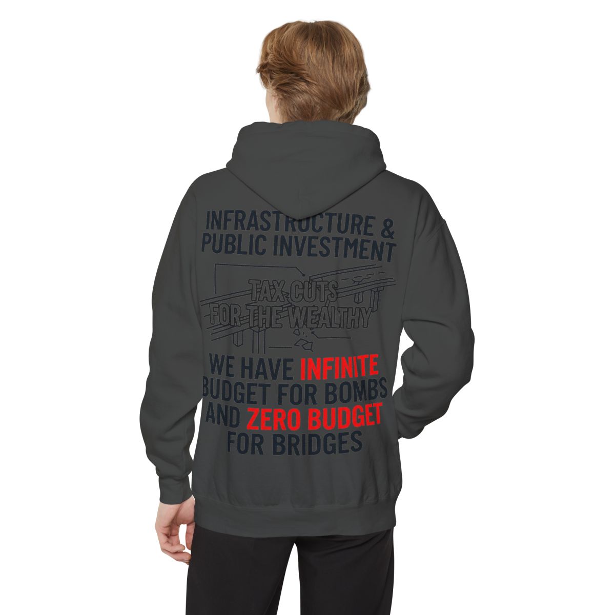 Color: Pepper | Protest Series - Fix The Roads Garment-Dyed Hoodie