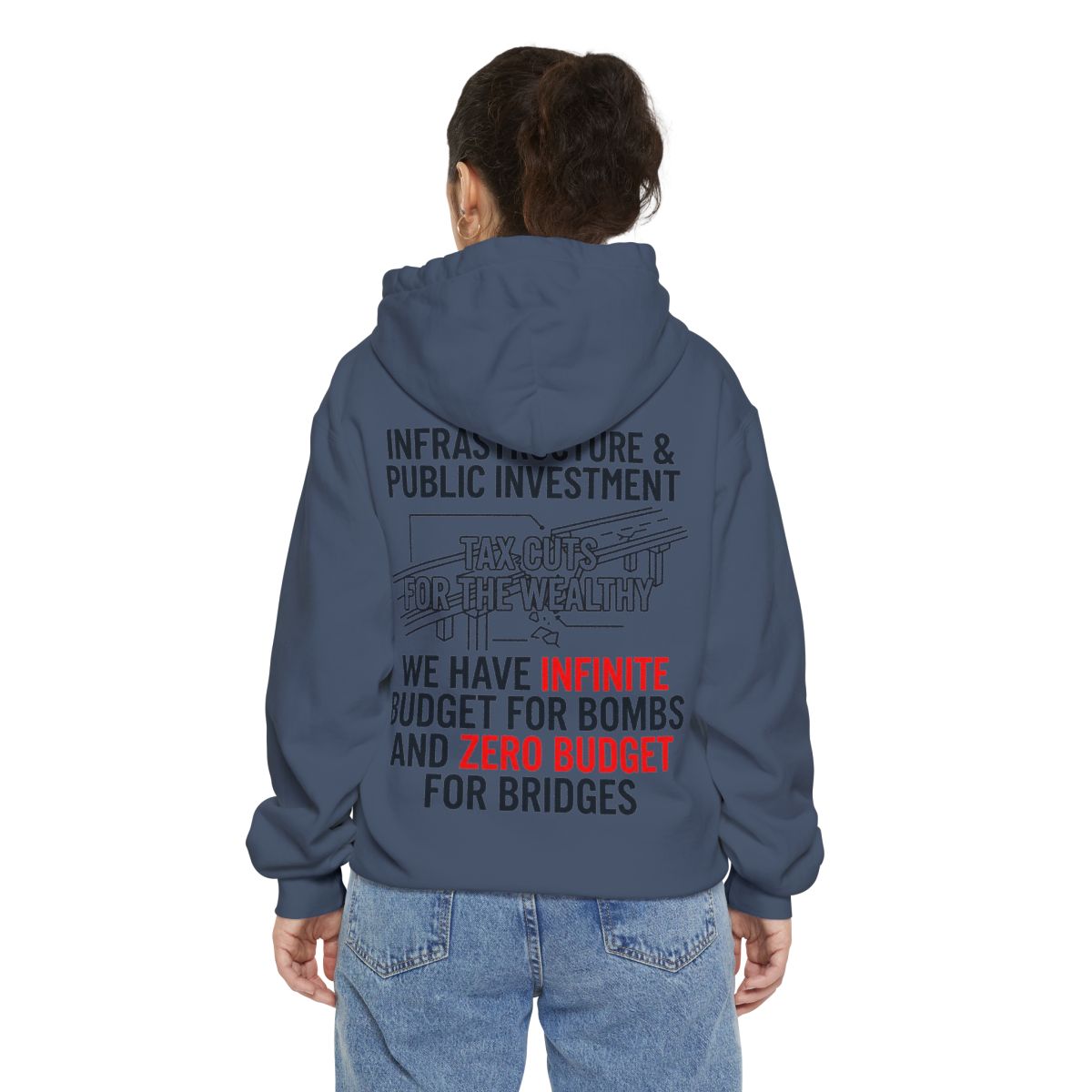 Color: Denim | Protest Series - Fix The Roads Garment-Dyed Hoodie