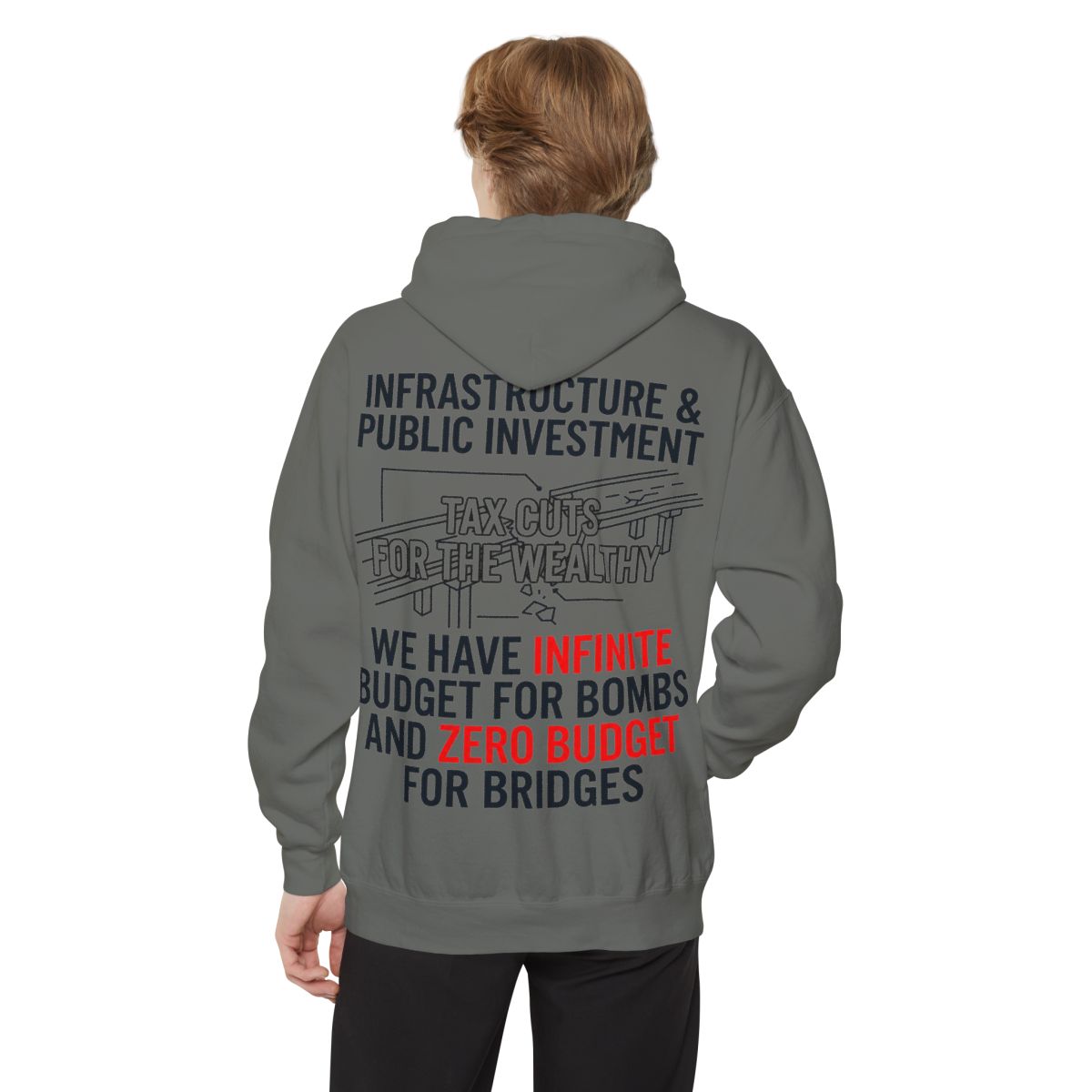 Color: Grey | Protest Series - Fix The Roads Garment-Dyed Hoodie