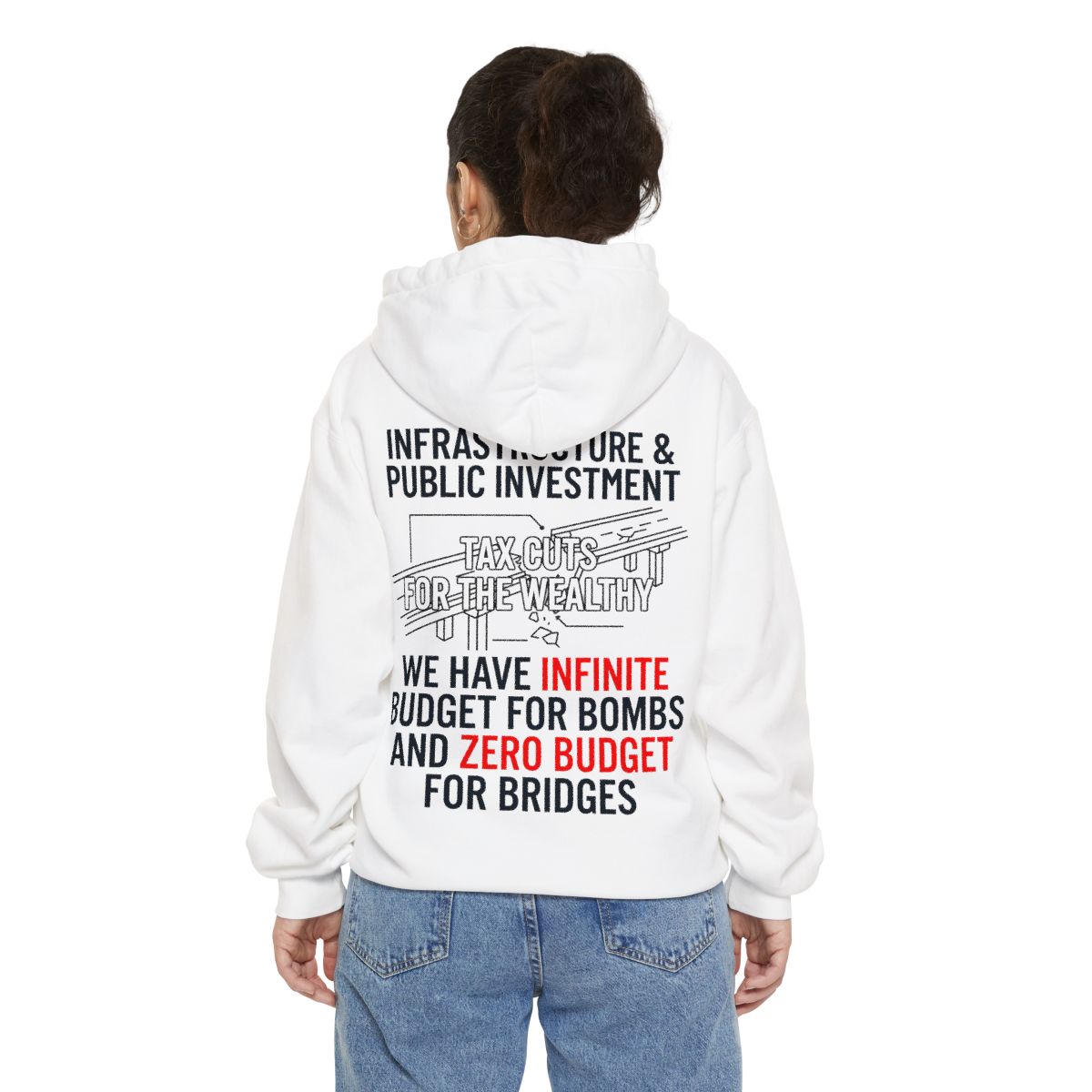 Color: White | Protest Series - Fix The Roads Garment-Dyed Hoodie