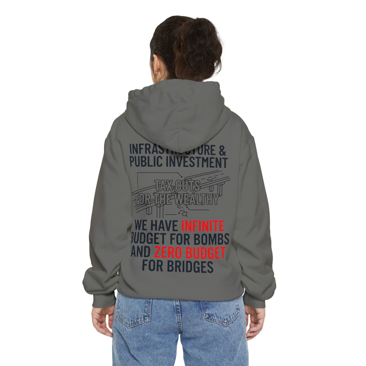 Color: Grey | Protest Series - Fix The Roads Garment-Dyed Hoodie