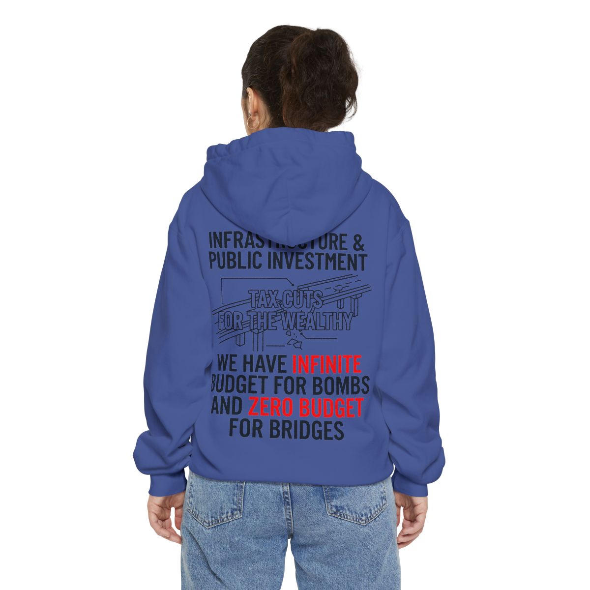 Color: Flo Blue | Protest Series - Fix The Roads Garment-Dyed Hoodie
