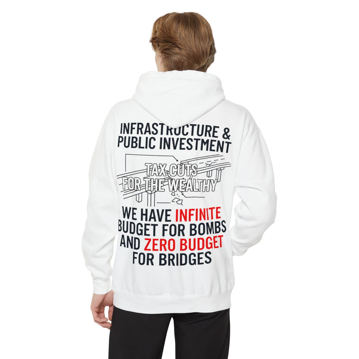 Color: White | Protest Series - Fix The Roads Garment-Dyed Hoodie