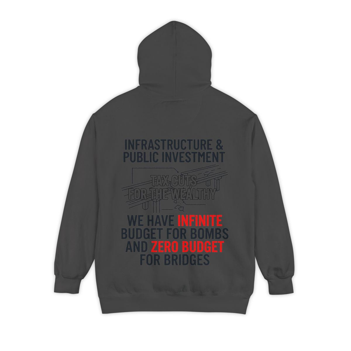 Color: Pepper | Protest Series - Fix The Roads Garment-Dyed Hoodie