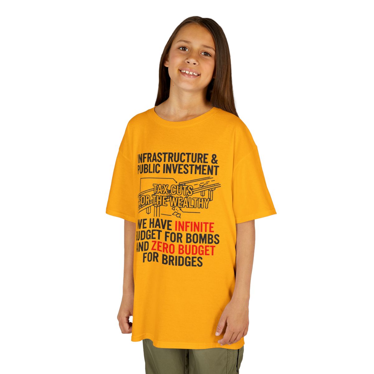 Color: Gold | Protest Series - Fix The Roads Kids Tee