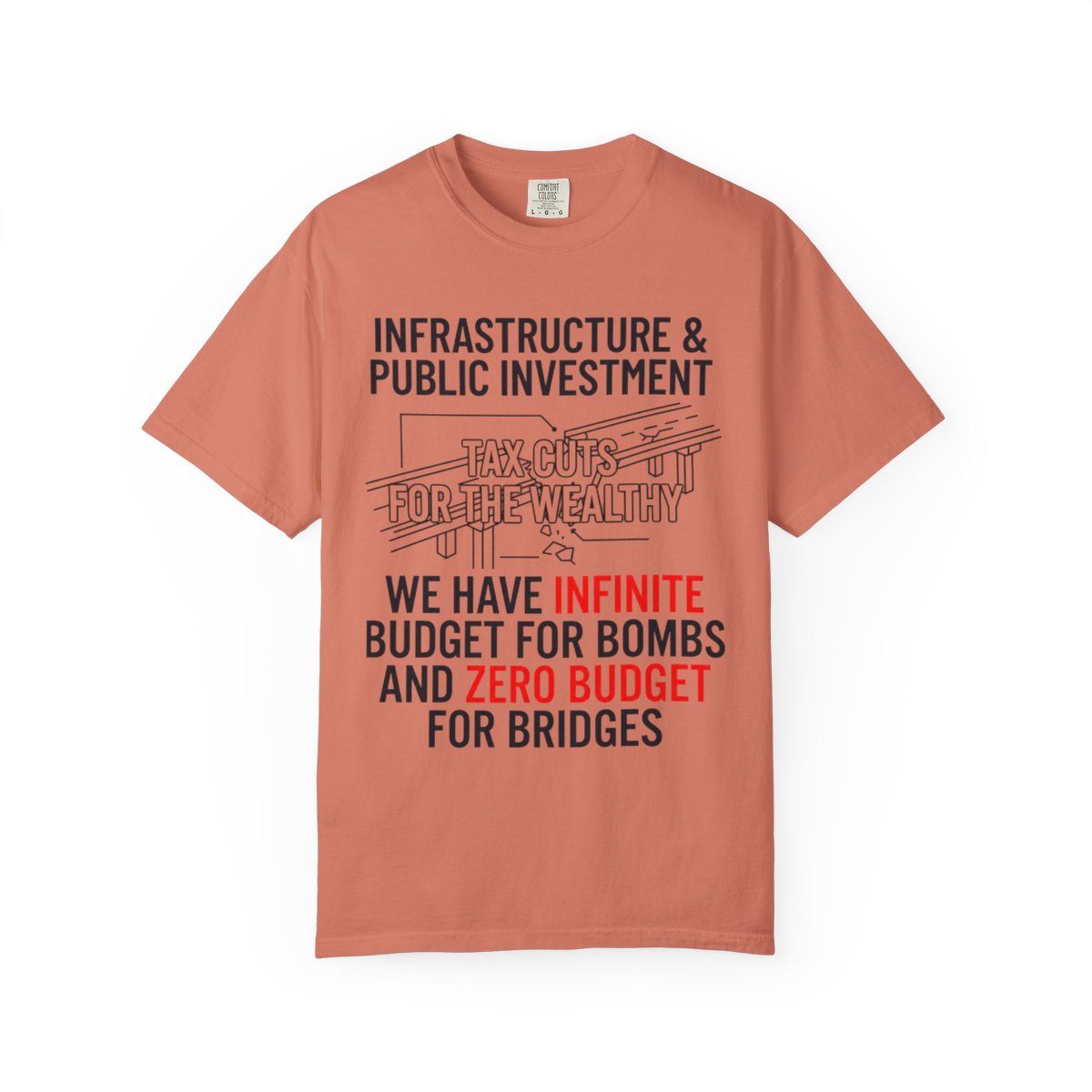 Color: Terracotta | Protest Series - Fix The Roads Unisex Garment-Dyed Tee