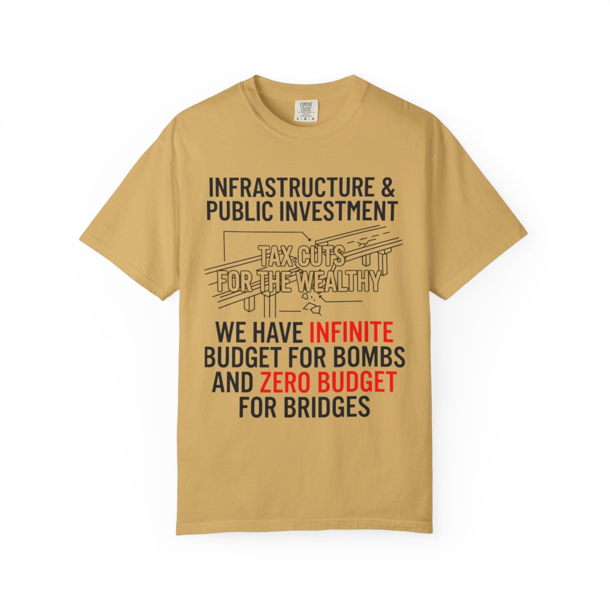 Color: Mustard | Protest Series - Fix The Roads Unisex Garment-Dyed Tee