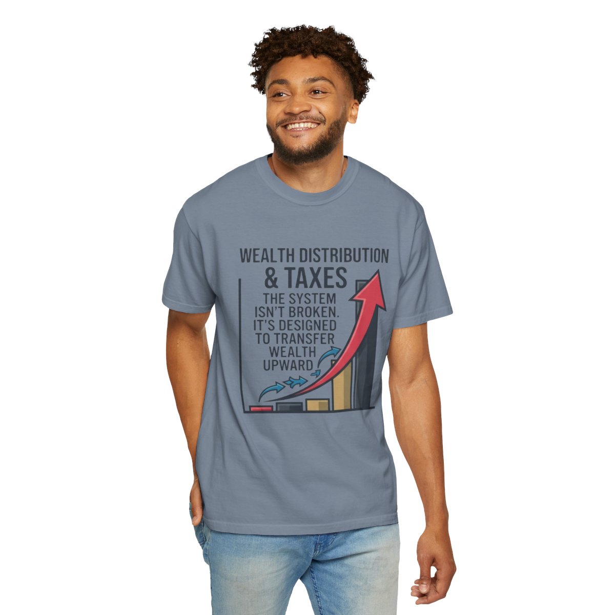 Color: Blue Jean | Protest Series - Follow The Money Unisex Garment-Dyed Tee