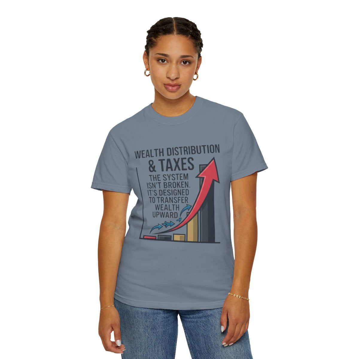 Color: Blue Jean | Protest Series - Follow The Money Unisex Garment-Dyed Tee