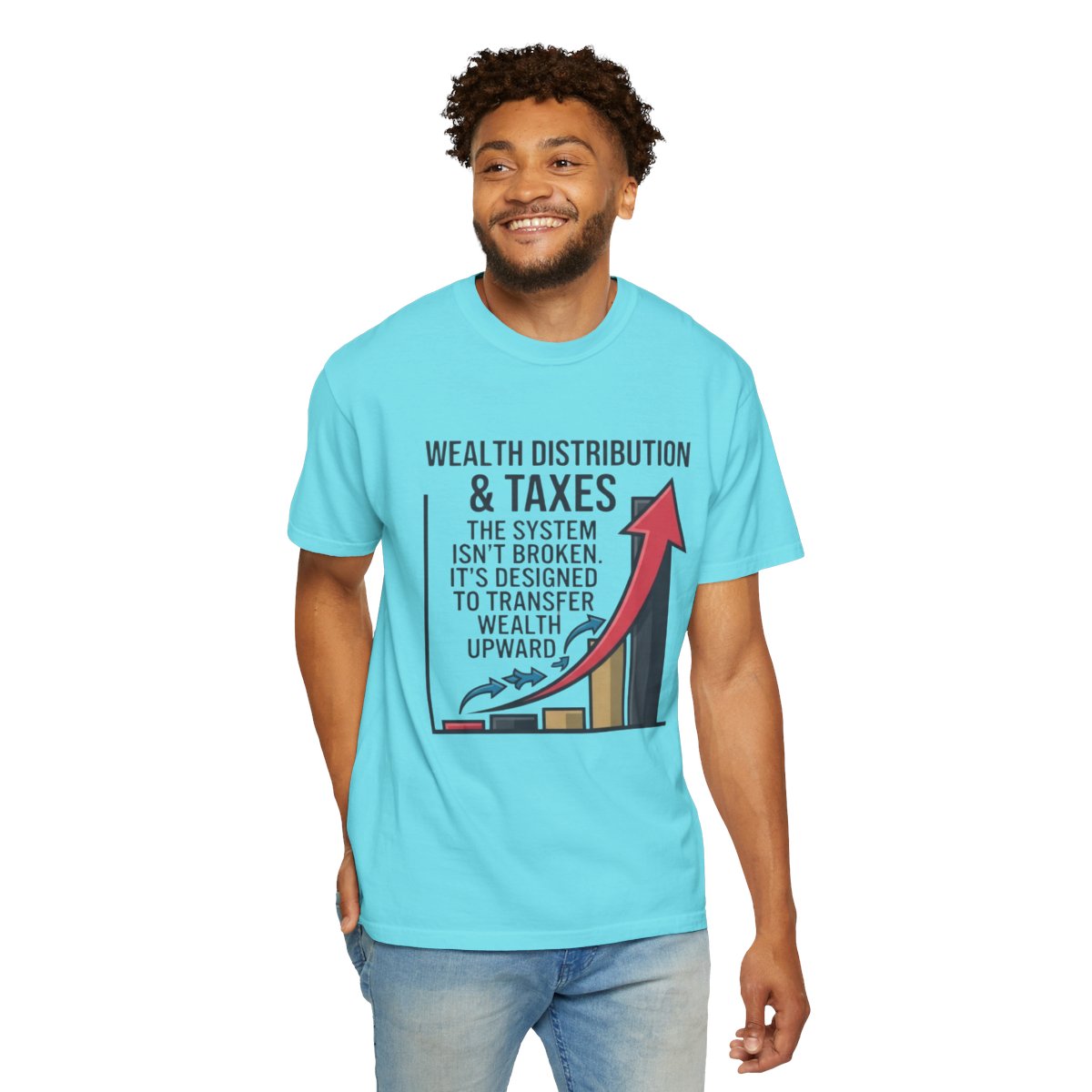 Color: Lagoon Blue | Protest Series - Follow The Money Unisex Garment-Dyed Tee