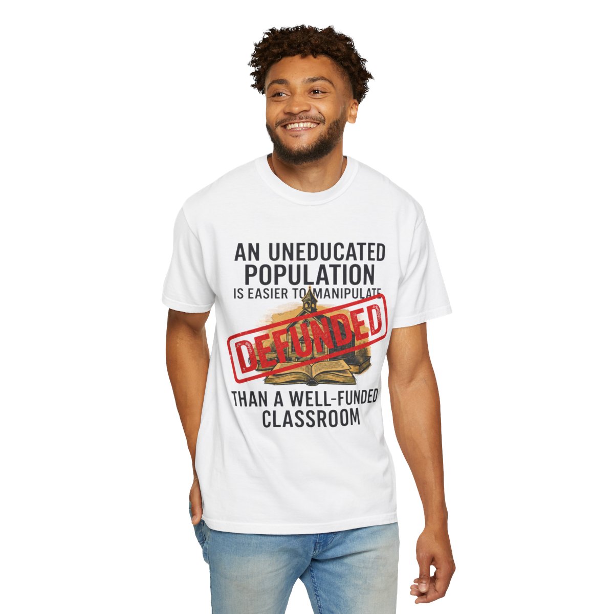 Color: White | Protest Series - Fund Public Schools Unisex Garment-Dyed Tee