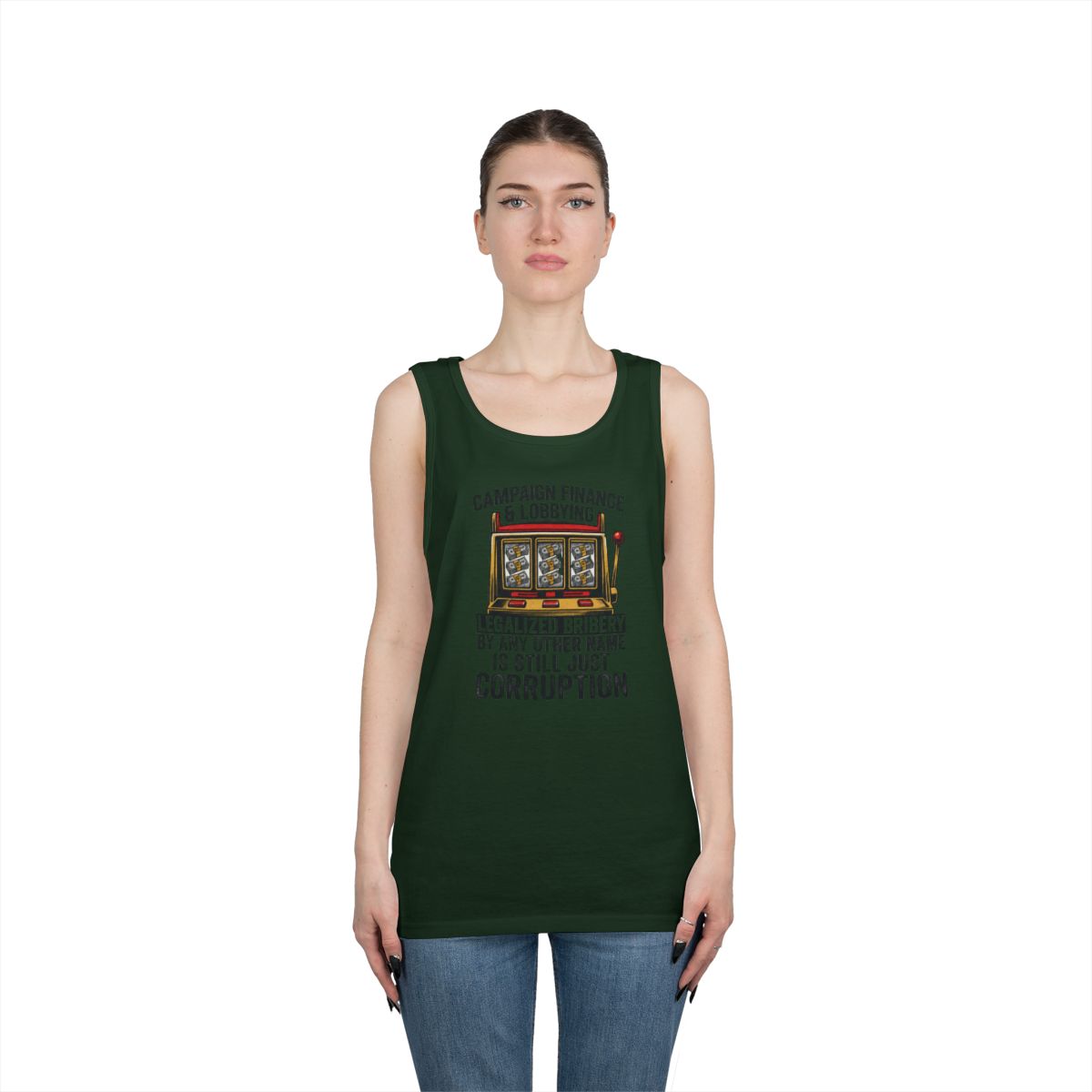 Color: Forest Green | Protest Series - Get Money Out Of Politics Tank Top