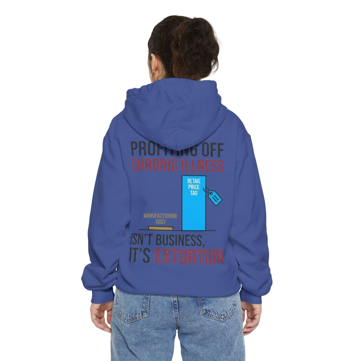 Color: Flo Blue | Protest Series - Healthcare Is A Right Garment-Dyed Hoodie