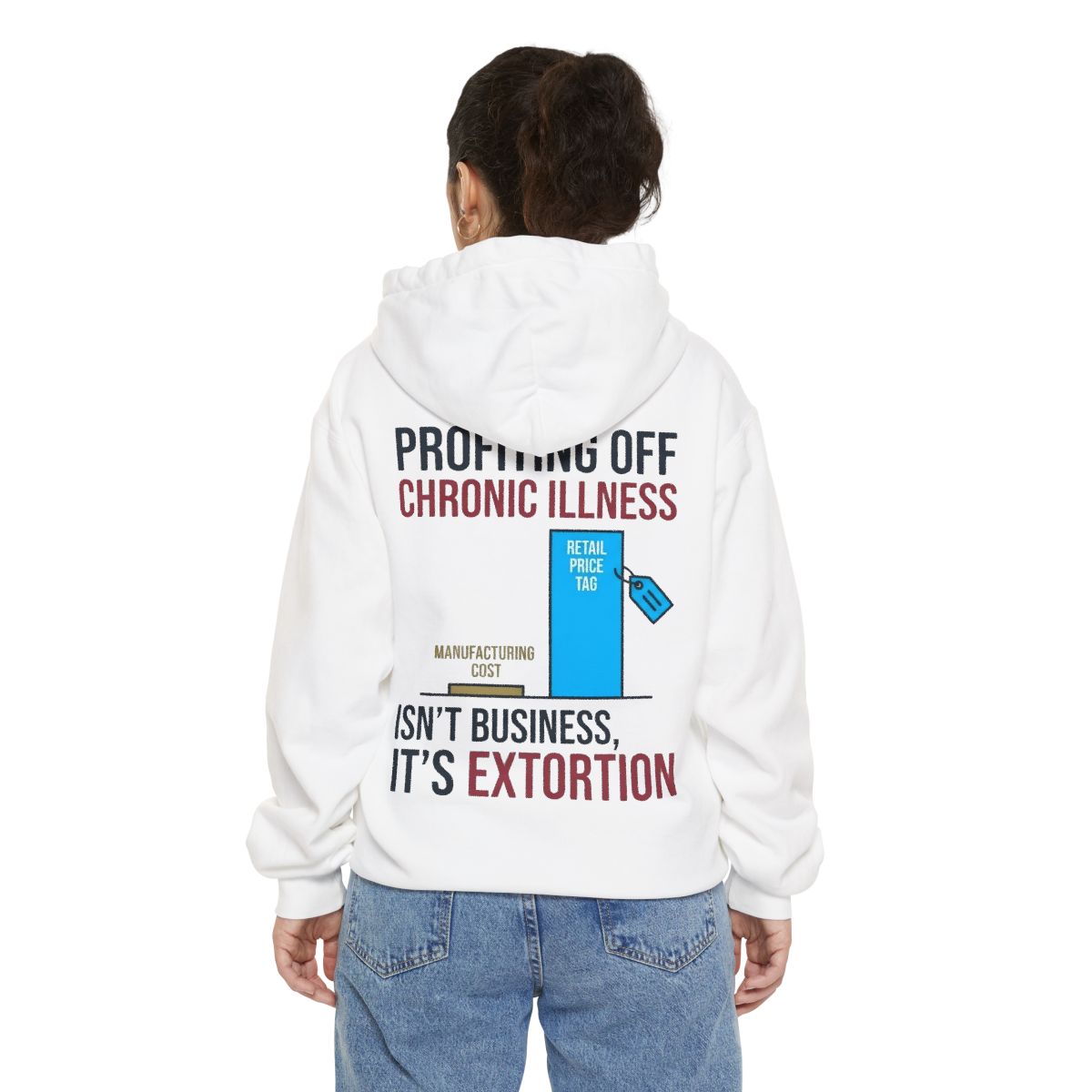 Color: White | Protest Series - Healthcare Is A Right Garment-Dyed Hoodie