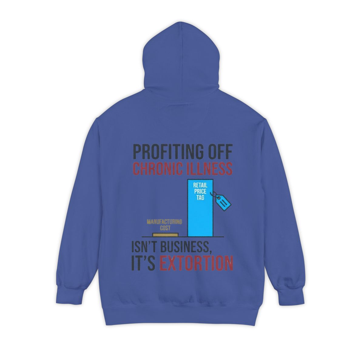 Color: Flo Blue | Protest Series - Healthcare Is A Right Garment-Dyed Hoodie