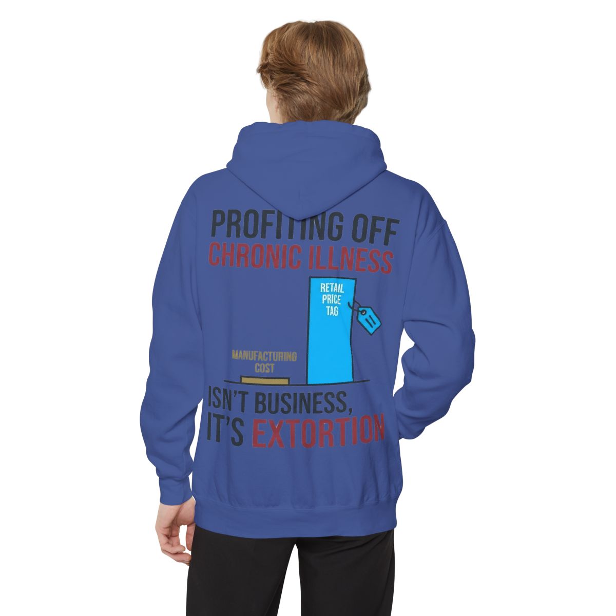 Color: Flo Blue | Protest Series - Healthcare Is A Right Garment-Dyed Hoodie