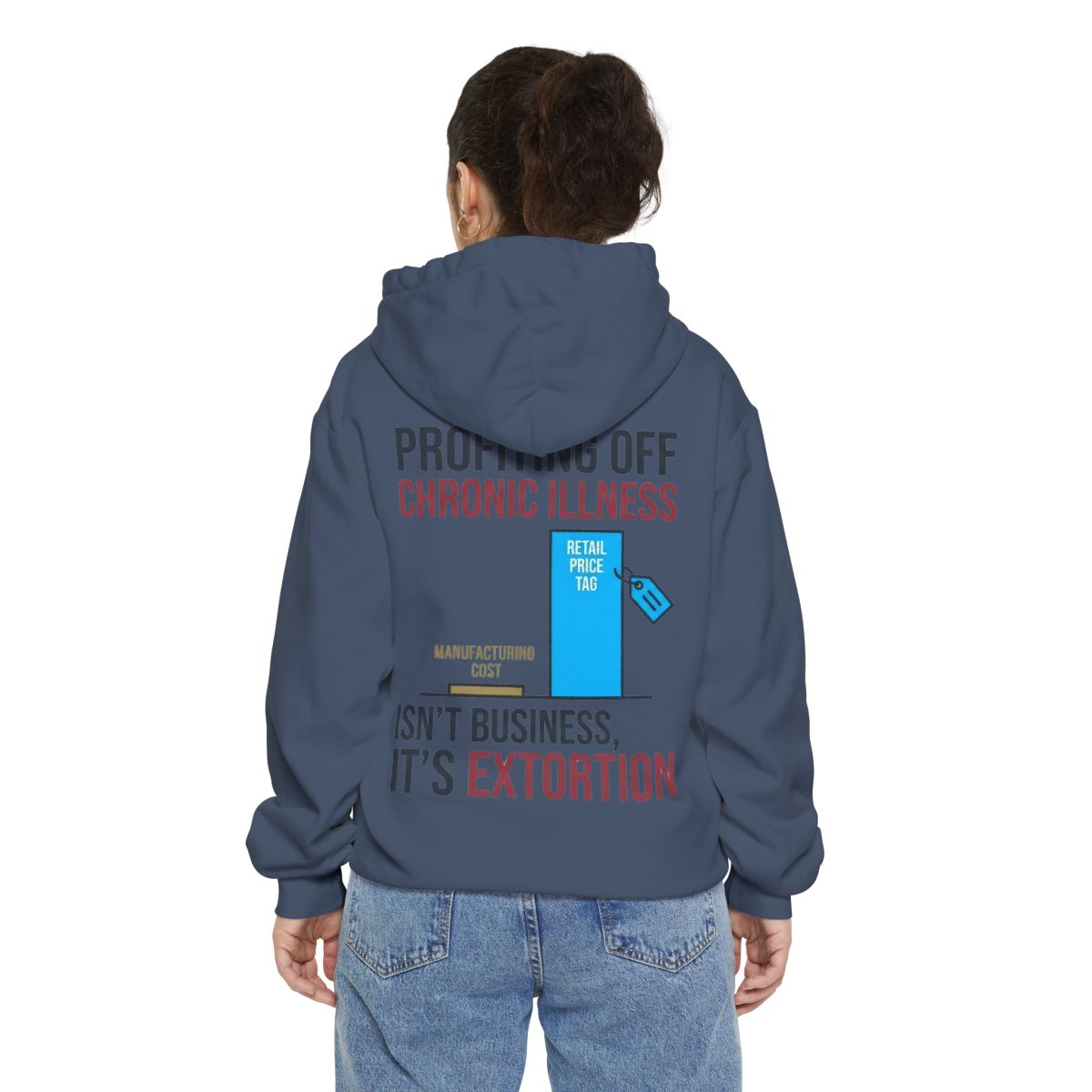 Color: Denim | Protest Series - Healthcare Is A Right Garment-Dyed Hoodie