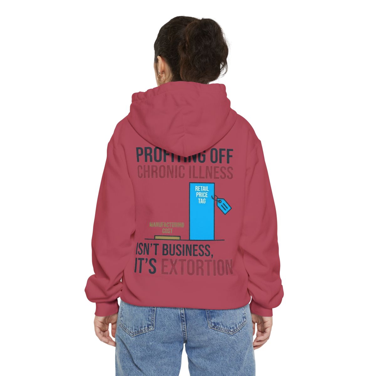 Color: Crimson | Protest Series - Healthcare Is A Right Garment-Dyed Hoodie