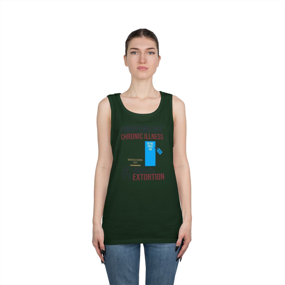 Color: Forest Green | Protest Series - Healthcare Is A Right Tank Top