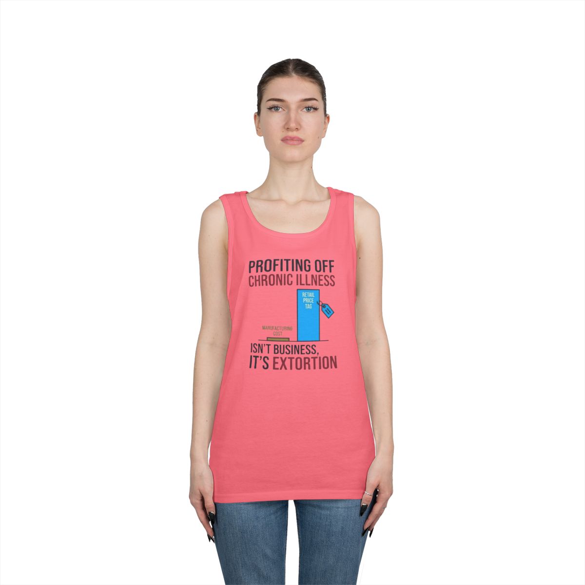 Color: Safety Pink | Protest Series - Healthcare Is A Right Tank Top