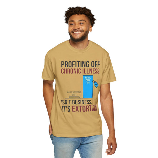 Color: Mustard | Protest Series - Healthcare Is A Right Unisex Garment-Dyed Tee