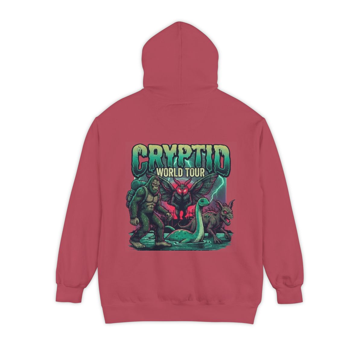 Color: Crimson | Puzizia (Global-Cryptid Mashup) Cryptid World Tour Garment-Dyed Hoodie