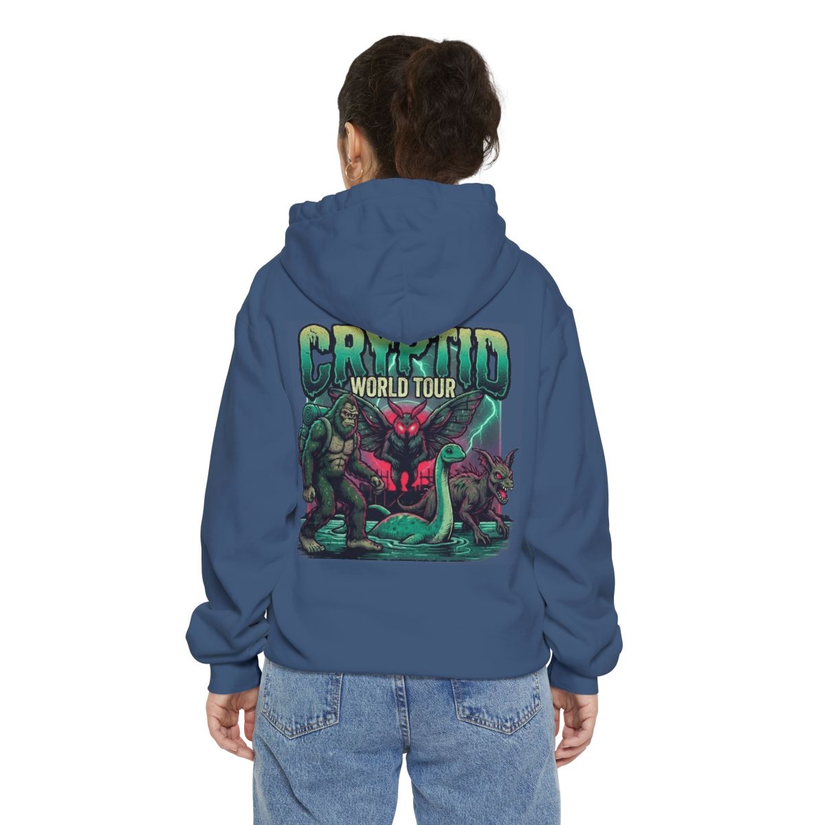 Color: True Navy | Puzizia (Global-Cryptid Mashup) Cryptid World Tour Garment-Dyed Hoodie