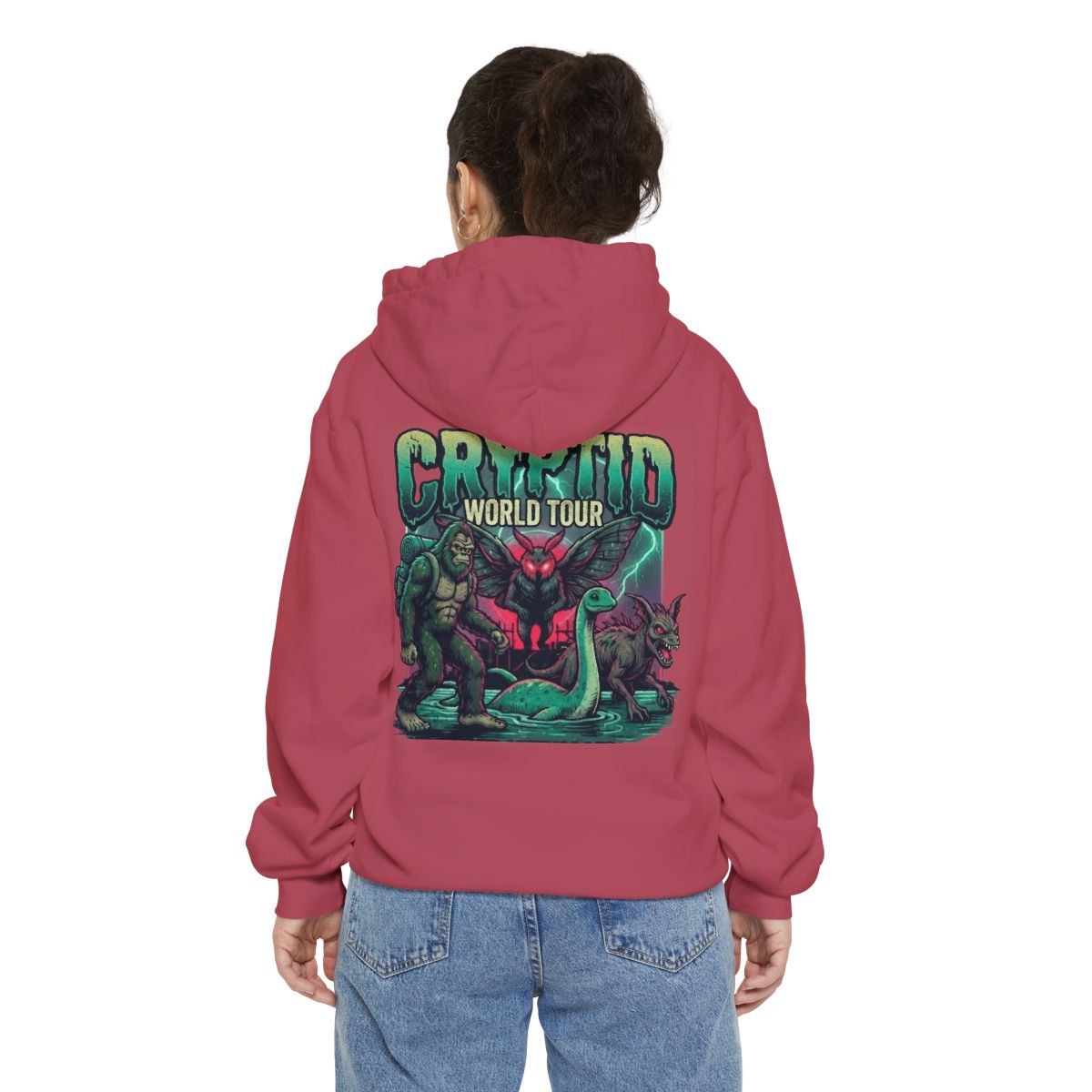 Color: Crimson | Puzizia (Global-Cryptid Mashup) Cryptid World Tour Garment-Dyed Hoodie